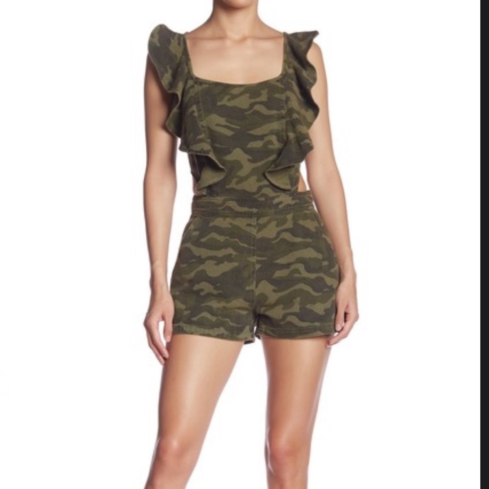 DO+BE Camo Ruffle Romper